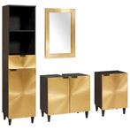 vidaXL Badkamerkast set 4 pcs Zwart en Goud Massief Mango, Huis en Inrichting, Verzenden, Nieuw