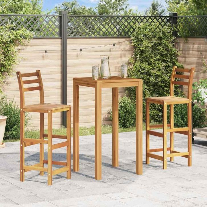 vidaXL Barkrukken 2 st massief acaciahout, Tuin en Terras, Tuinstoelen, Nieuw, Verzenden