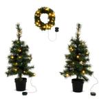 Lot de 2 sapins artificiels et une couronne de Noël - 85 LED, Divers, Noël, Verzenden, Neuf