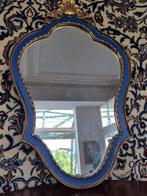 Spiegel- Wandspiegel met blauwe lijst en gouden S-scrolls