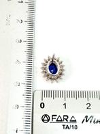 Oorbellen - 18 karaat Witgoud Saffier - Diamant, Nieuw