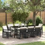 vidaXL 9-delige tuinset met kussens - zwart poly rattan, Tuin en Terras, Tuintafels, Verzenden, Nieuw