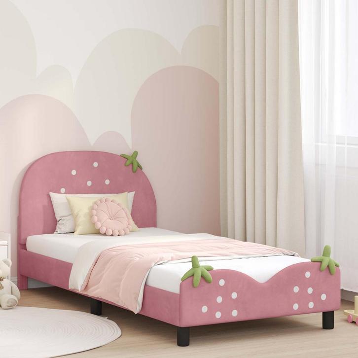 vidaXL Kinderen bedframe met hoofdboard Roze 90 x 190 cm, Huis en Inrichting, Slaapkamer | Bedden, Nieuw, Verzenden
