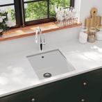 vidaXL Ãvier de cuisine Granit Seul lavabo Blanc, Verzenden