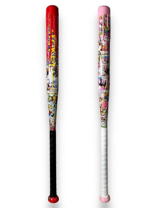 Wally (1994) - 2 Batte de baseball Mickey & Minnie, Antiek en Kunst, Kunst | Designobjecten