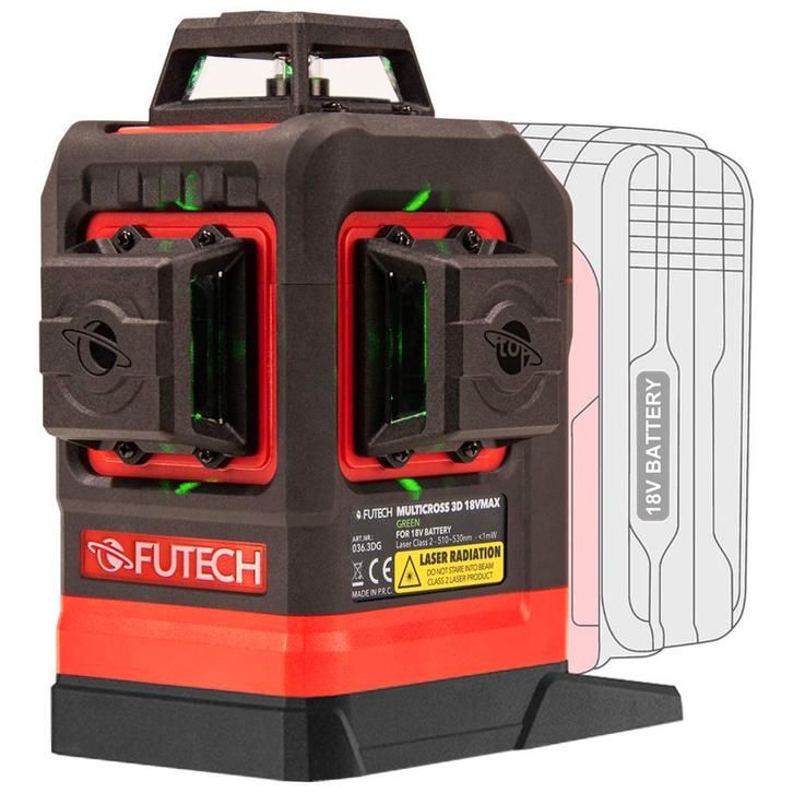 Futech MC3D 18V MAX | 3x360 Laser | Werkt op alle 18V accus!, Bricolage & Construction, Instruments de mesure, Envoi