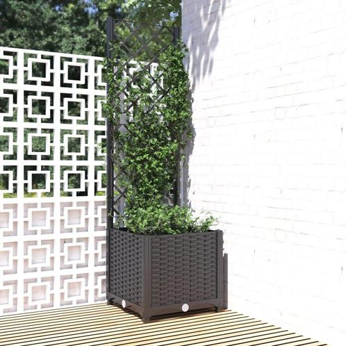vidaXL Plantenbak met latwerk 40x40x136 cm polypropeen zwart, Tuin en Terras, Bloempotten, Nieuw, Verzenden
