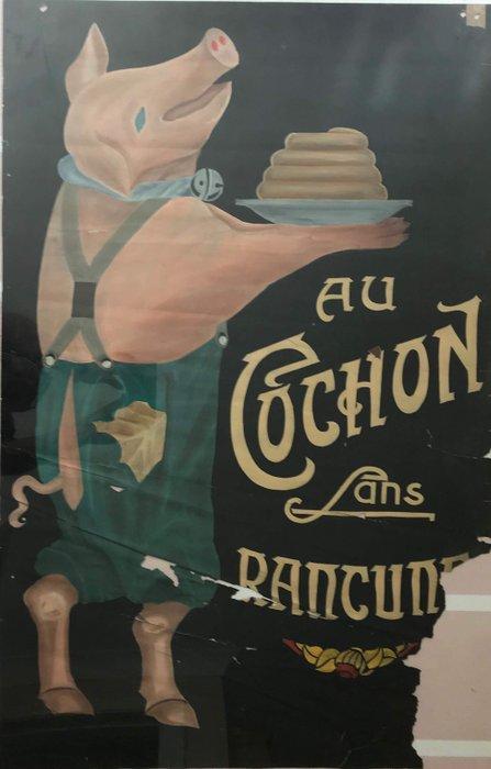Anonymous - Au Cochon Sans Rancune - Original Hand Painted, Antiek en Kunst, Kunst | Tekeningen en Fotografie