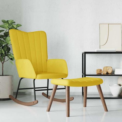 vidaXL Schommelstoel met voetenbank fluweel mosterdgeel, Huis en Inrichting, Stoelen, Nieuw, Verzenden