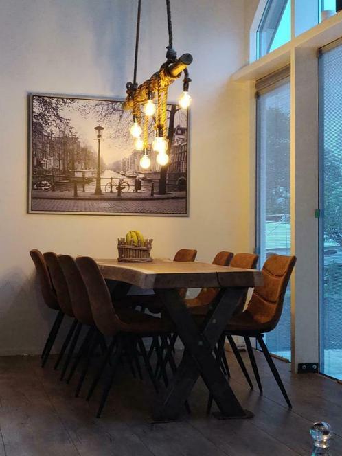 Boomstamlamp touwlamp/hanglamp, Huis en Inrichting, Lampen | Hanglampen, Nieuw, Hout, Minder dan 50 cm, Ophalen of Verzenden