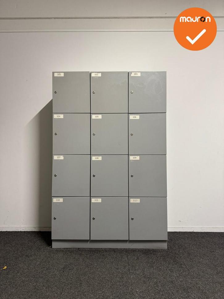 Lockerkast - zilvergrijs - 12 lockers, Articles professionnels, Aménagement de Bureau & Magasin | Mobilier de bureau & Aménagement