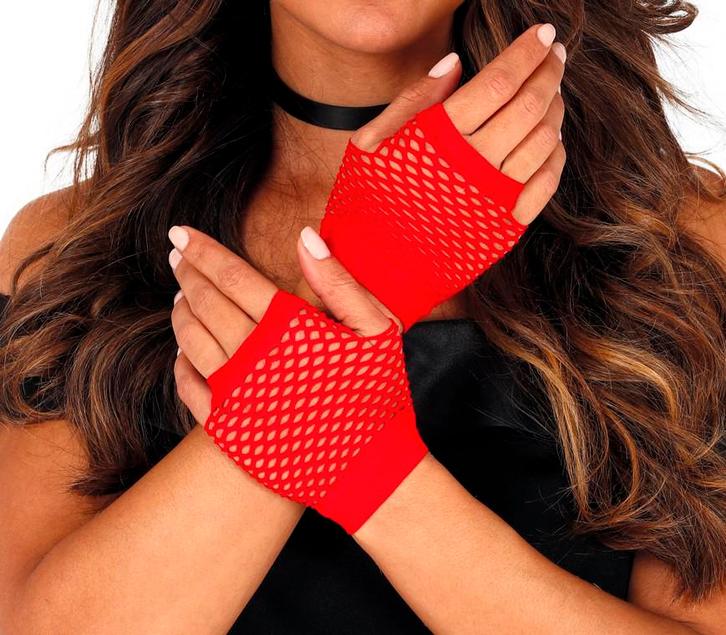 Rode Visnet Handschoenen 11cm, Hobby en Vrije tijd, Feestartikelen, Nieuw, Verzenden