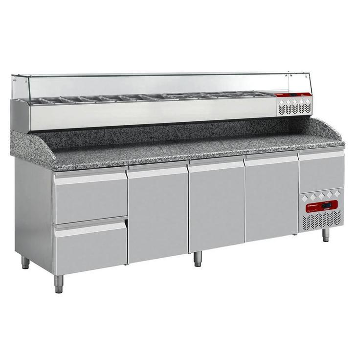 Pizzawerkbank + Opzetkoelvitrine | 564L | 3 Deuren + 3, Articles professionnels, Horeca | Équipement de cuisine, Envoi