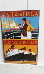 Visit America Cunard White star - Reclamebord - Emaille