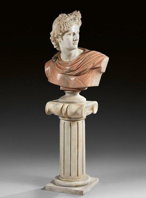 Buste, Apollo Belvedere - 79 cm - Marmer, Antiek en Kunst, Antiek | Keramiek en Aardewerk