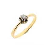 Gouden solitair ring met diamant | 0,09 ct., Handtassen en Accessoires, Ringen, Gebruikt, Overige kleuren, Ophalen of Verzenden