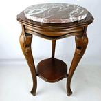 Elegant mahogany wooden table with marble top Approx. 1940 -
