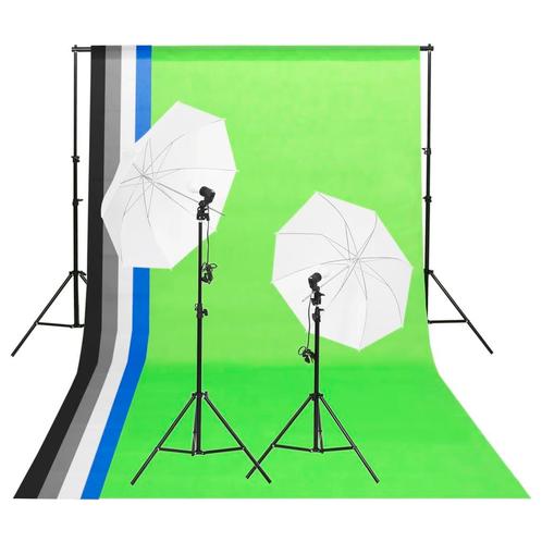 vidaXL Studioverlichtingsset met achtergronden en paraplus, Audio, Tv en Foto, Fotografie | Fotostudio en Toebehoren, Nieuw, Verzenden
