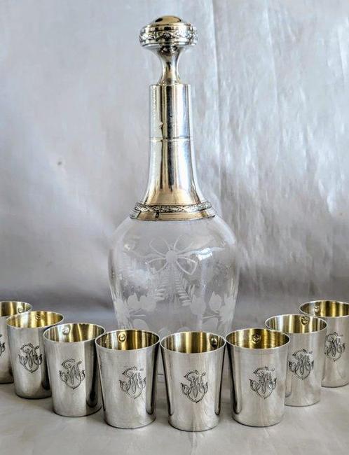 Louis Coignet - Service à liqueur (9) - Argent 950 - Sans, Antiek en Kunst, Antiek | Zilver en Goud