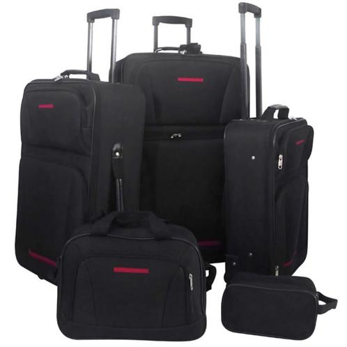 vidaXL Reisbagage set zwart 5-delig, Handtassen en Accessoires, Koffers, Nieuw, Verzenden