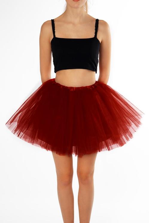 KIMU® Tutu Donkerrood Tule Rokje XS S 140 146 152 158 164 Do, Kleding | Dames, Carnavalskleding en Feestkleding, Nieuw, Ophalen of Verzenden