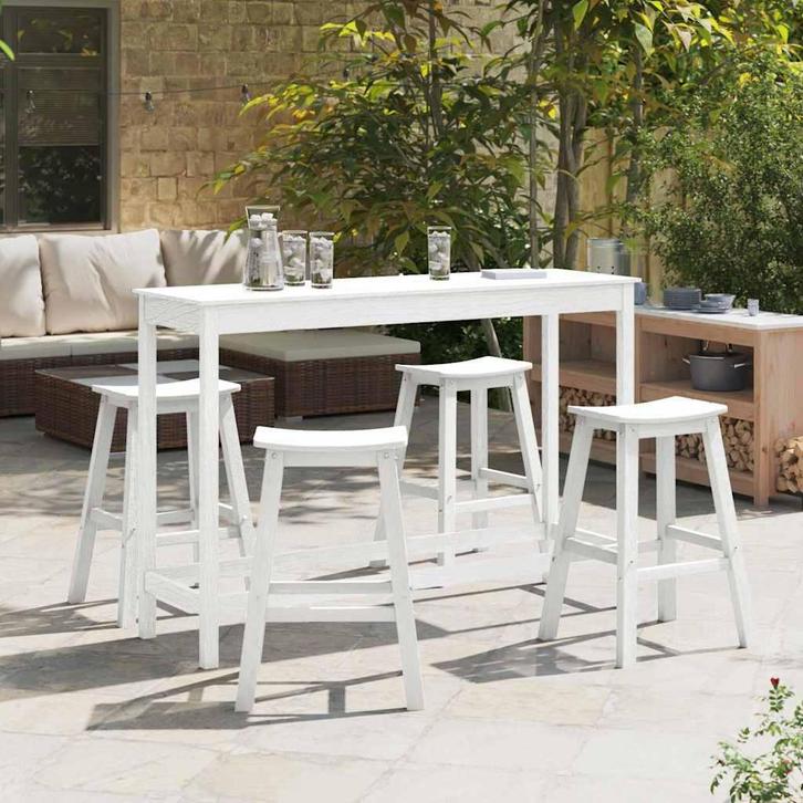 vidaXL Tuin Bar Set 4 pcs Wit HDPE, Tuin en Terras, Tuinsets en Loungesets, Nieuw, Verzenden