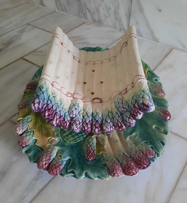 Antieke Luneville barbotine aspergeschaal - Schaal (2) -, Antiek en Kunst, Curiosa en Brocante