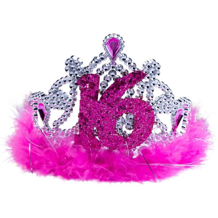 Sweet 16 Tiara Roze Bont, Hobby en Vrije tijd, Feestartikelen, Nieuw, Verzenden