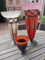 Charles Schneider - Vaas (3) - Glas, IJzer - 3 Vazen in