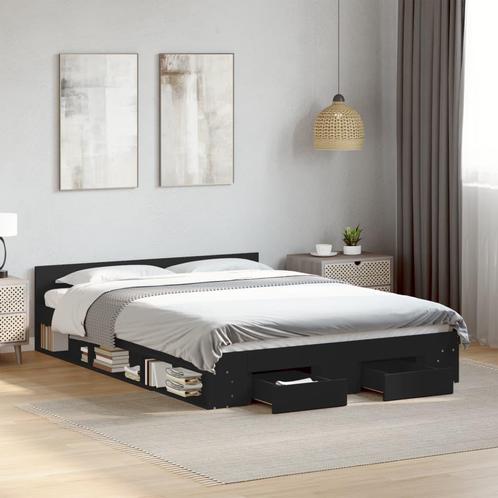 vidaXL Bedframe met lades bewerkt hout zwart 140x200 cm, Maison & Meubles, Chambre à coucher | Lits, Envoi