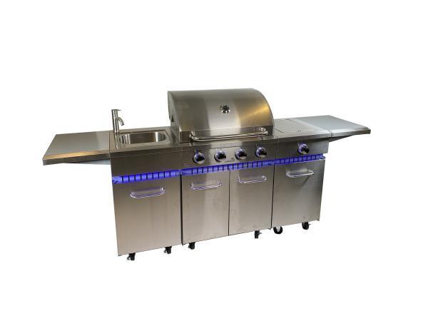 Veiling - RVS Gasbarbecue Keuken - 4 branders met zijbrander, Tuin en Terras, Gasbarbecues