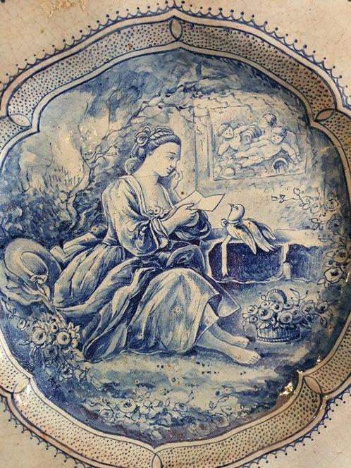 Desvres/Lille - Schotel - Majolica - Groot bord in majolica, Antiek en Kunst, Antiek | Glaswerk en Kristal