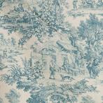 Prachtige turquoise Toile de Jouy - Meubelstof - 250 cm -