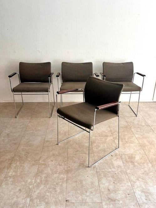 Simon Gavina - Chaise (4) - Bois, Métal, Textile, Antiek en Kunst, Kunst | Designobjecten