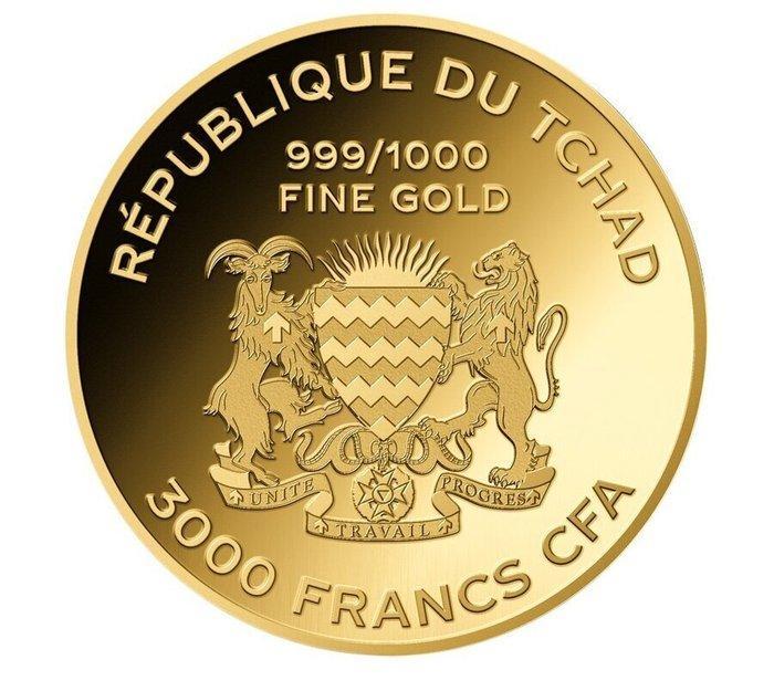Tchad. 3000 francs 1/1000 oz 999 Fine Gold 3000 CFA Francs, Timbres & Monnaies, Métaux nobles & Lingots