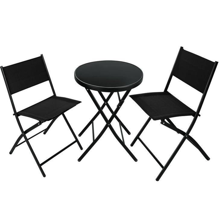 tectake Balkonset Düsseldorf 2+1 - zwart, Tuin en Terras, Tuinsets en Loungesets, Verzenden