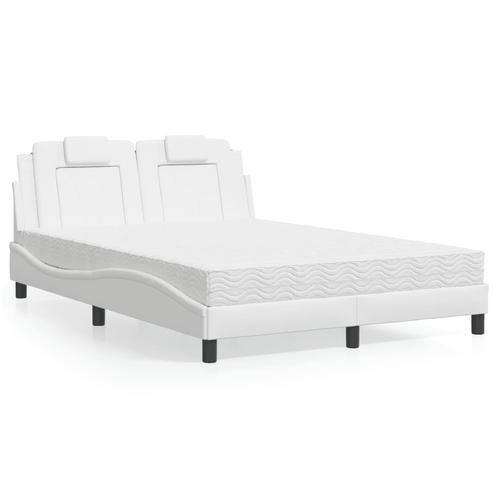 vidaXL Bed met matras kunstleer wit 120x200 cm, Huis en Inrichting, Slaapkamer | Bedden, Nieuw, Verzenden