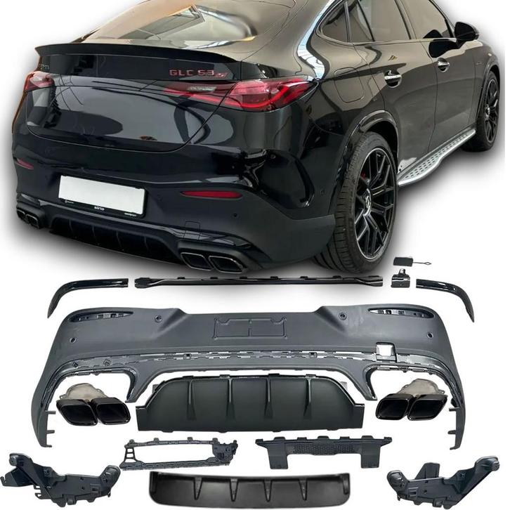 Diffuser + uitlaatsierstukken 2X2 (ZWART) voor Mercedes C254, Auto diversen, Auto-accessoires, Verzenden