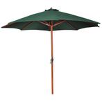 Groene Parasol 258cm Hout | OP = OP | 61% Korting Nu, Tuin en Terras, Verzenden, Nieuw, 3 tot 4 meter, Stokparasol