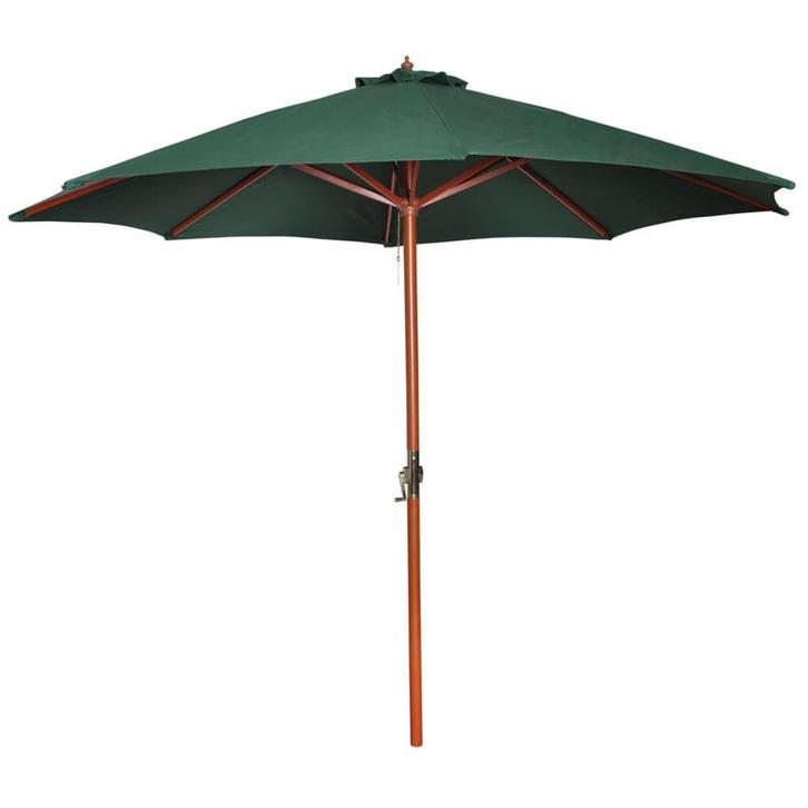Groene Parasol 258cm Hout | OP = OP | 61% Korting Nu, Tuin en Terras, Parasols, 3 tot 4 meter, Nieuw, Stokparasol, Verzenden