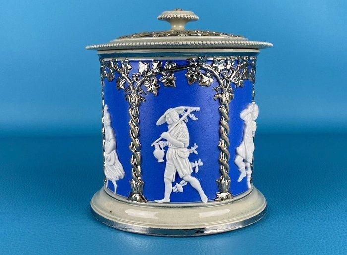 Tabaksdoos - Gezouten steenachtig aardewerk., Zinklegering,, Antiek en Kunst, Antiek | Overige Antiek