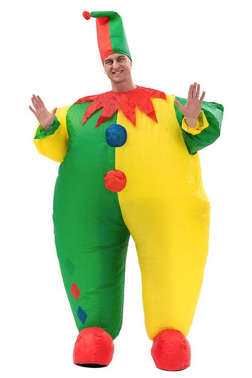 KIMU® Opblaas Kostuum Clown Groen Geel Opblaasbaar Pak Clown, Kleding | Heren, Carnavalskleding en Feestkleding, Nieuw, Ophalen of Verzenden