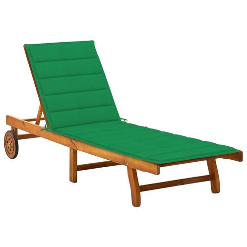vidaXL Chaise longue de jardin avec coussin Bois, Jardin & Terrasse, Ensembles de jardin, Neuf, Envoi