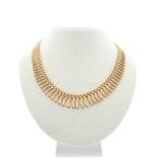 Gouden platte fantasie ketting | 39,5 cm (schakelketting), Handtassen en Accessoires, Kettingen, Ophalen of Verzenden, Gebruikt