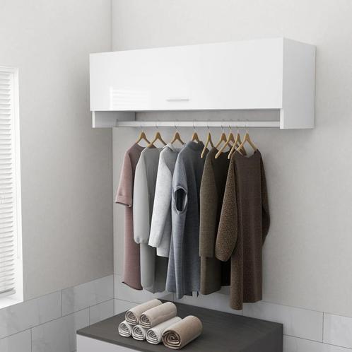 vidaXL Kledingkast 100x32,5x35 cm bewerkt hout hoogglans wit, Huis en Inrichting, Kasten | Kleerkasten, Nieuw, Verzenden