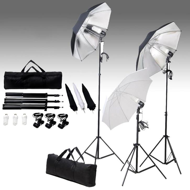 vidaXL Fotostudioset met verlichtingsset en achtergrond, TV, Hi-fi & Vidéo, Photo | Studio photo & Accessoires, Envoi