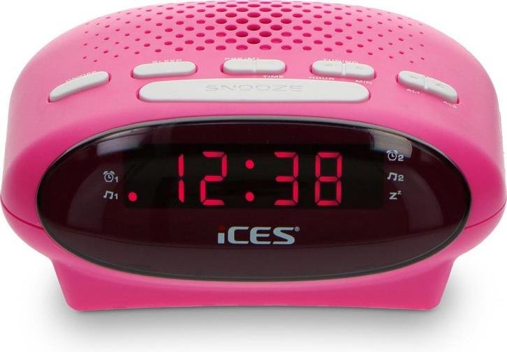 Wekkerradio - Digitale wekker - Alarmklok - Roze - Ices •, Huis en Inrichting, Woonaccessoires | Klokken, Nieuw, Verzenden