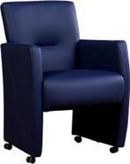 Blauwe leren moderne eetkamerfauteuil - Toledo Leer Kobalt, Ophalen of Verzenden