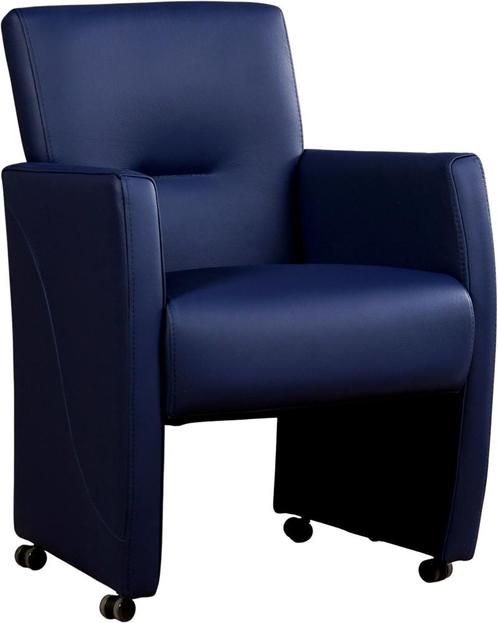 Blauwe leren moderne eetkamerfauteuil - Toledo Leer Kobalt, Huis en Inrichting, Stoelen, Overige kleuren, Eén, Nieuw, Leer, Ophalen of Verzenden