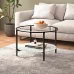 vidaXL Salontafel 70 cm gehard glas zwart en witmarmer, Huis en Inrichting, Tafels | Bijzettafels, Verzenden, Nieuw